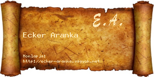 Ecker Aranka névjegykártya